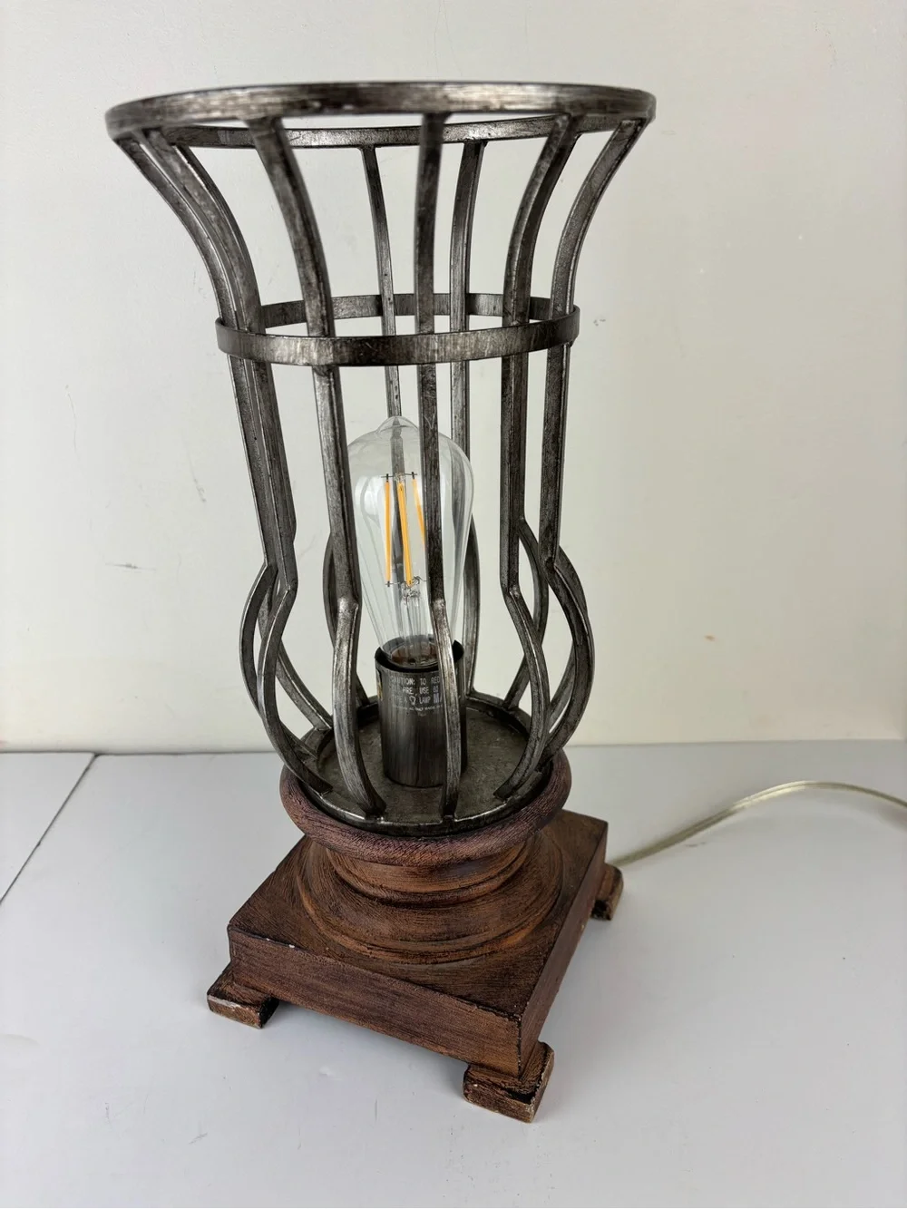 Metal Cage Table Lamp with/Bronze Finish-Accent Lamp-Modern/Rustic Vibe Up-light